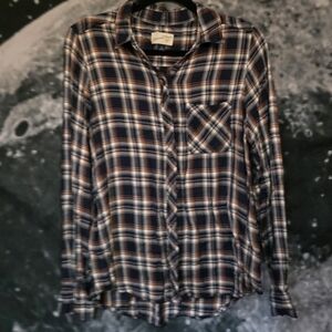 Universal Thread Navy and Rust Plaid Shirt
